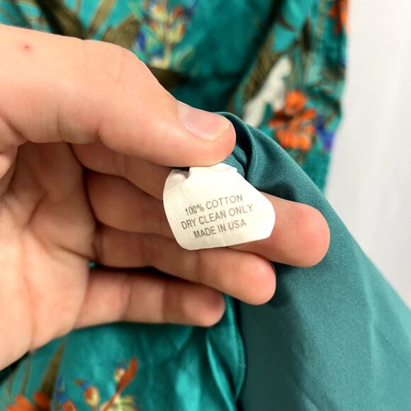 SLATE & WILLOW Floral Smocked Waist Hi Lo One Shoulder Dress Green Size 12 - Picture 4 of 6